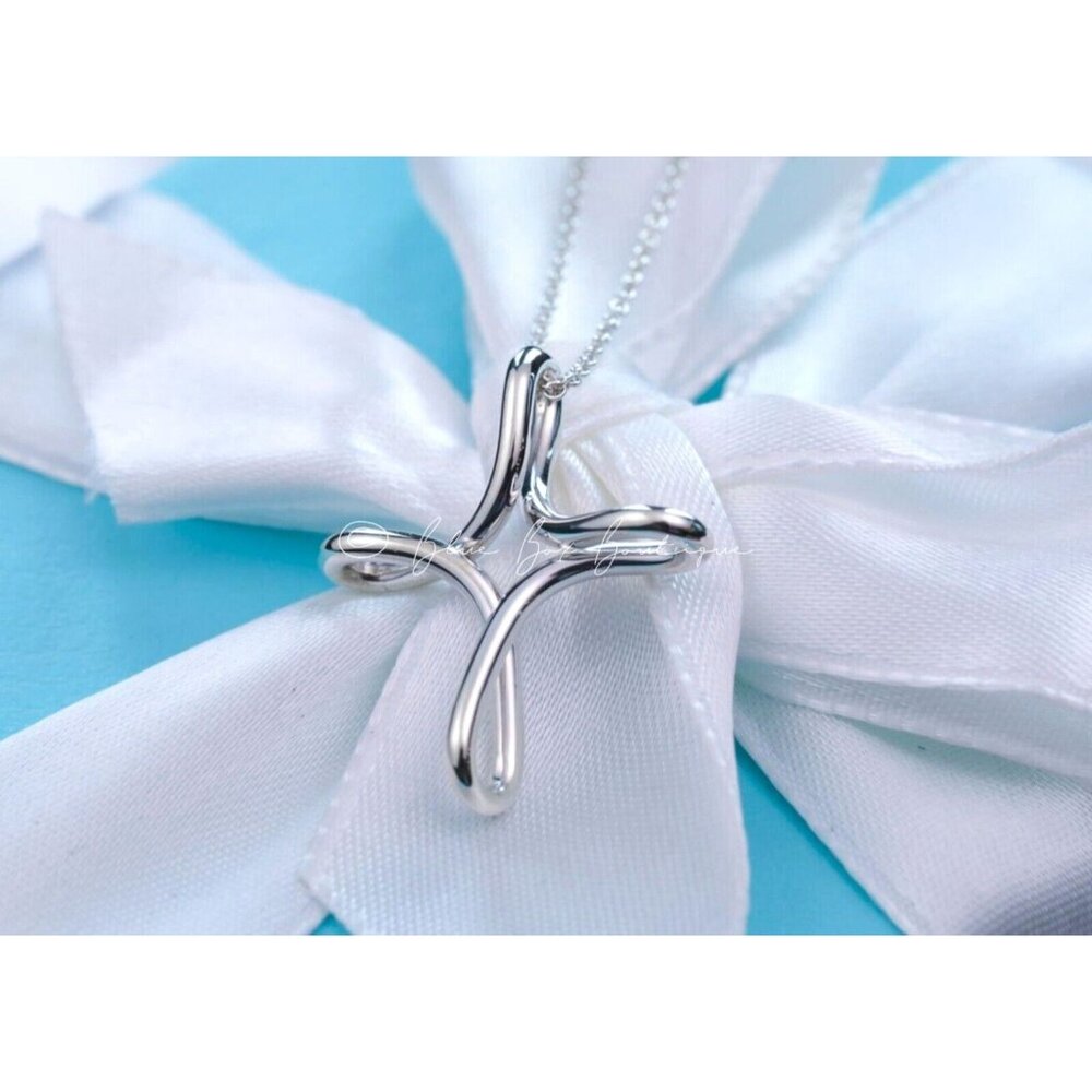 Tiffany & Co. Elsa Peretti Infinity Cross Pendant Necklace in Silver 16" - Picture 1 of 9